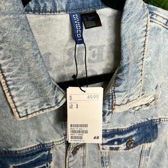 H&M Lover Not a Fighter Denim Distressed Oversized Vest NWT - Picture 4 of 5